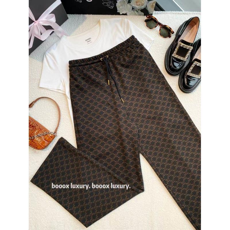 95新 Celine/思琳  zz476 聚酯纤维 凯旋门满印休闲裤 S码