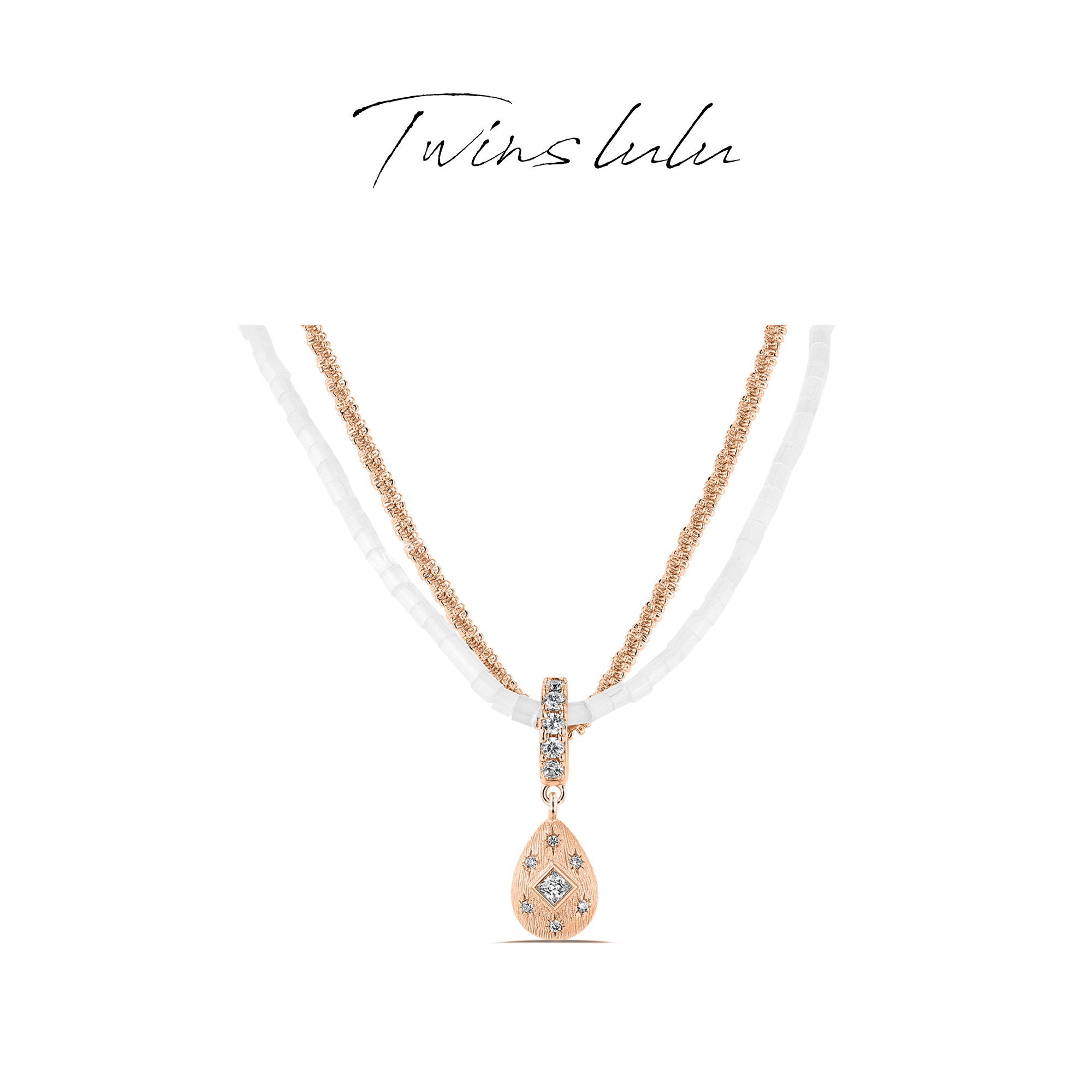 TWINS LULU 流光风  秋上新小众水滴吊坠双层项链首饰女款TSJ9763