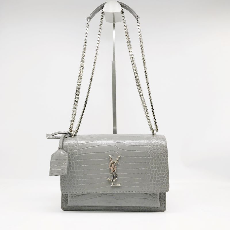 95新 YSL/圣罗兰 洋诚二手 圣罗兰灰色日落链条包