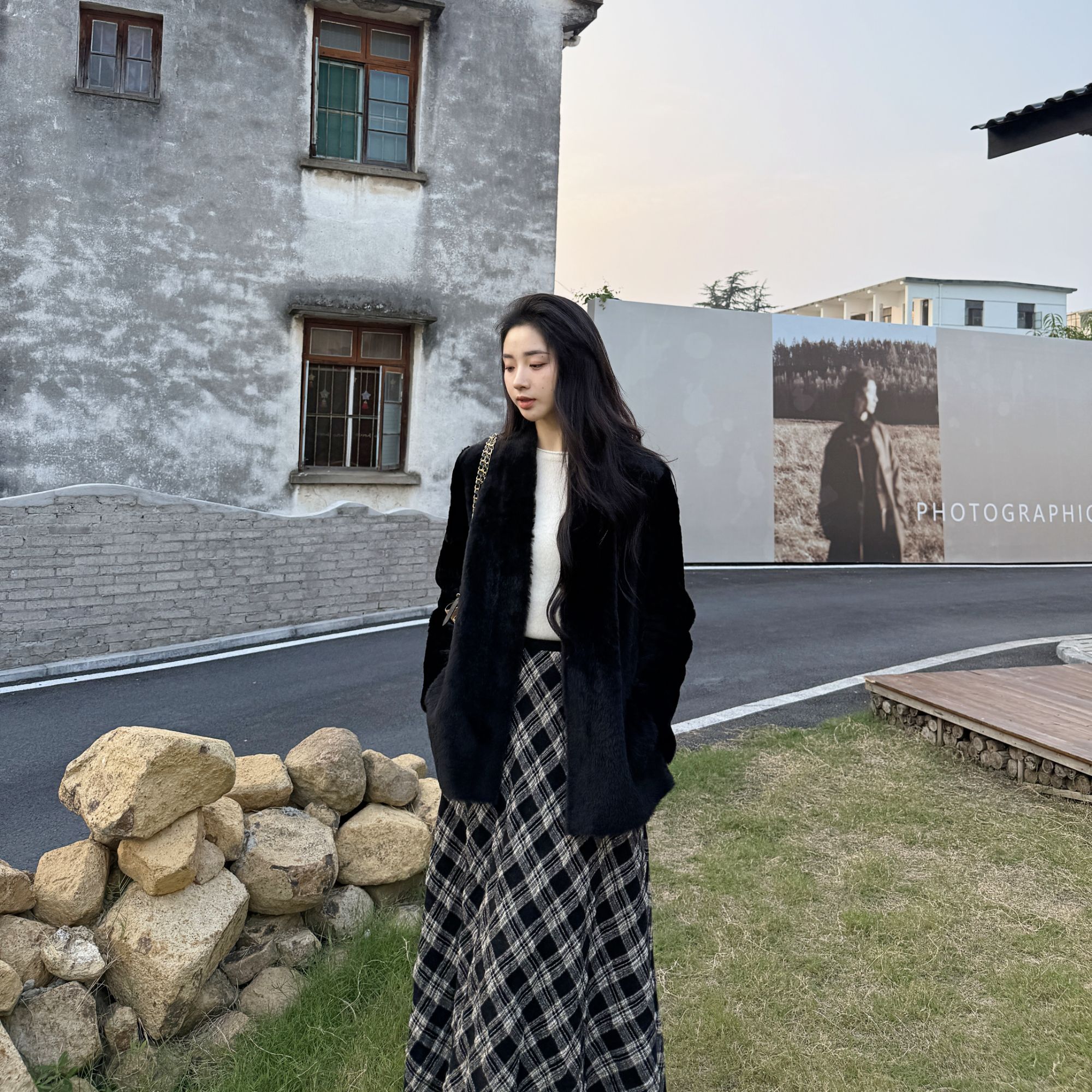 月光协奏丨进口小美利奴皮毛一体丨柔滑廓形V领皮草外套-MY6384