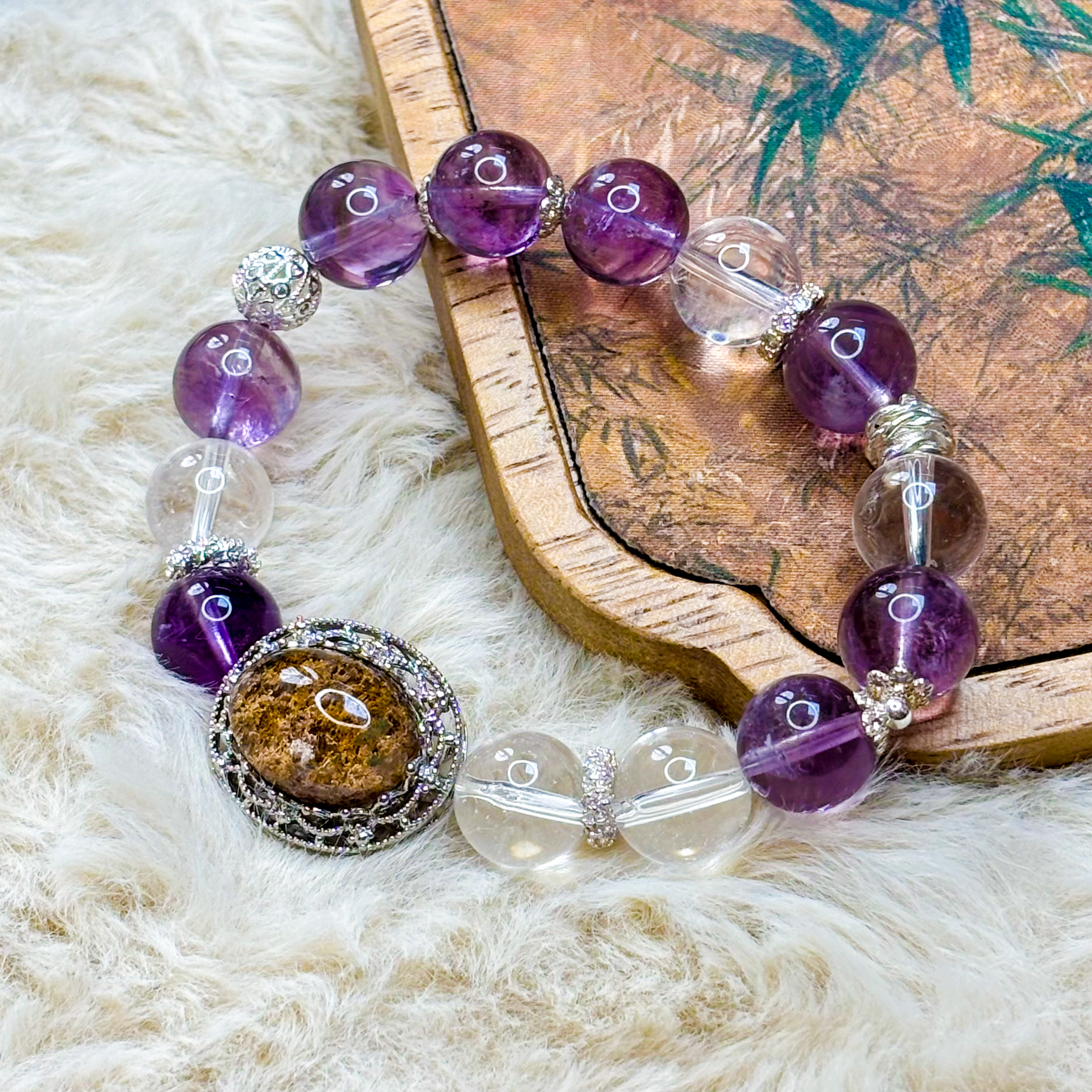 启辰阁|绿幽灵紫水晶手串