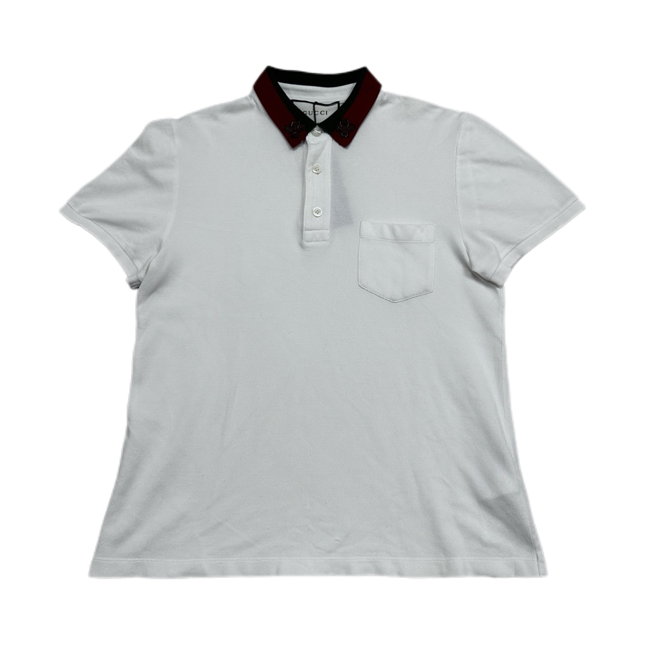 99新 GUCCI/古驰 口袋纯色短袖Polo衫/尺码M/编号5176