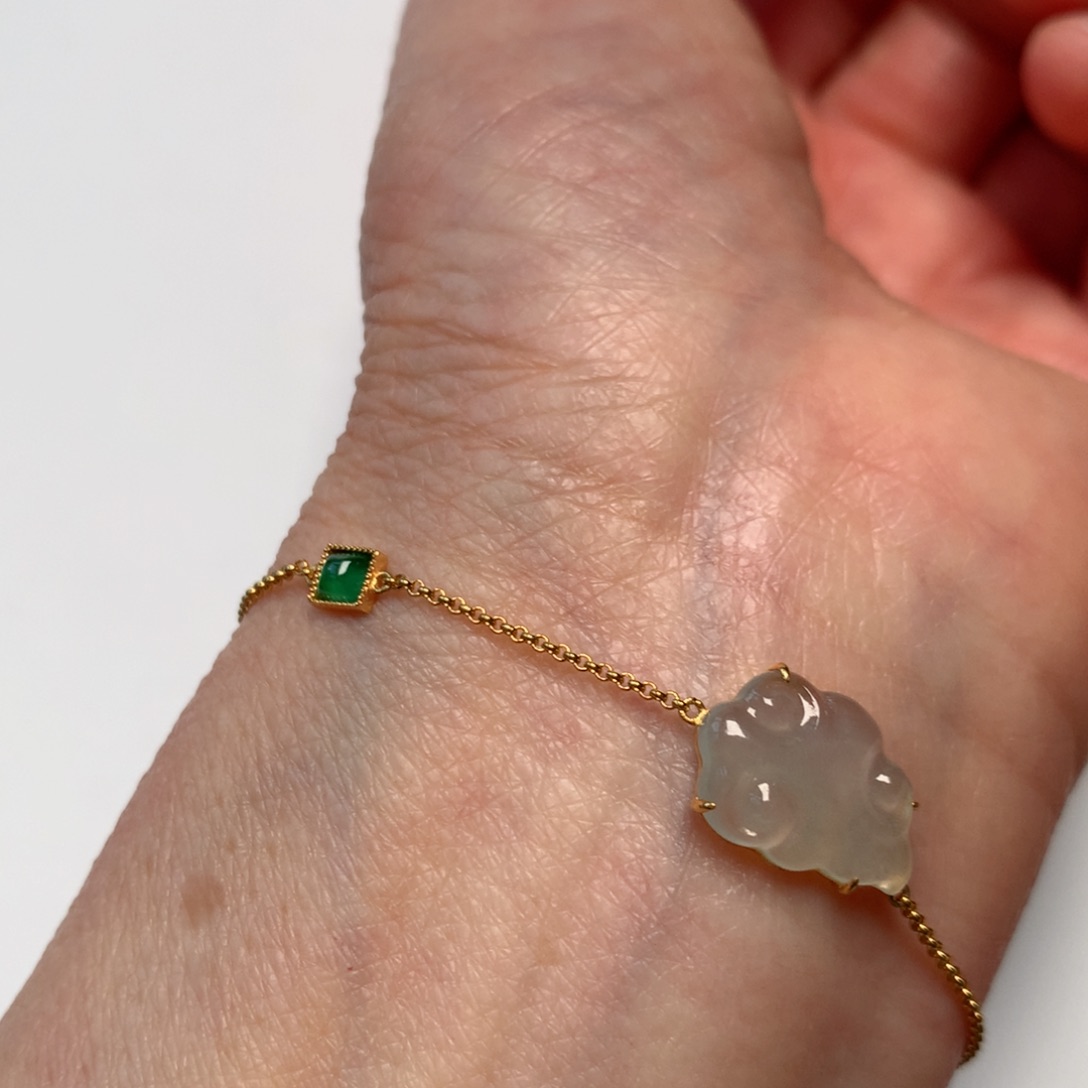 翡翠颈饰18K金镶嵌哈*手