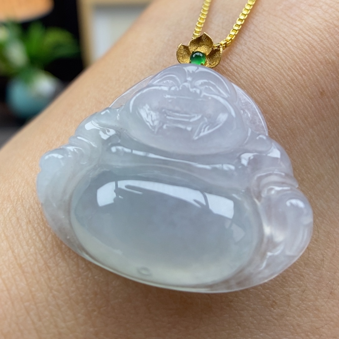 翡翠18K金镶嵌颈饰吊坠10