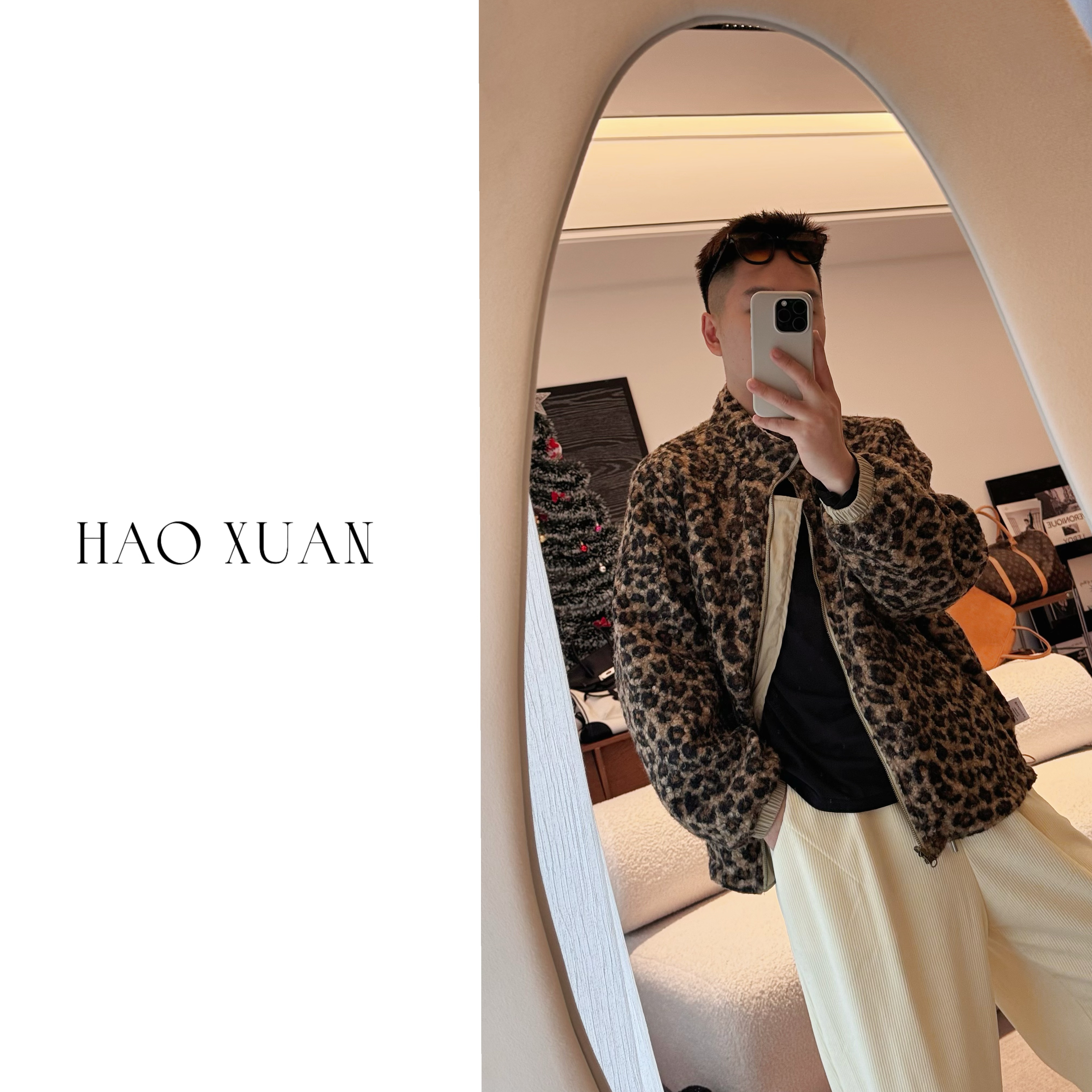 HAOXUAN 大码微胖【c16】豹纹两面穿棉服#61879