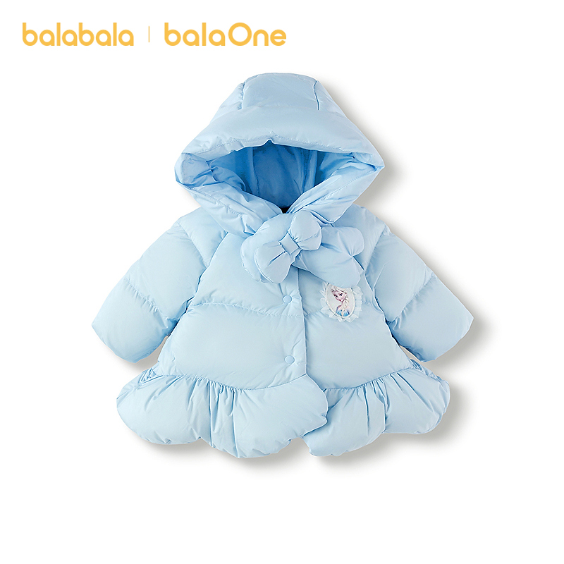 【迪士尼IPbalaOne】巴拉巴拉女童羽绒服艾莎连帽外套2025新冬装