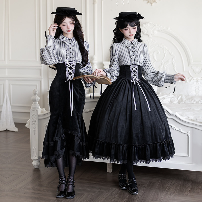 来信与诗·落幕时分｜WP原创副牌假两件鱼骨op鱼尾裙双子冬lolita