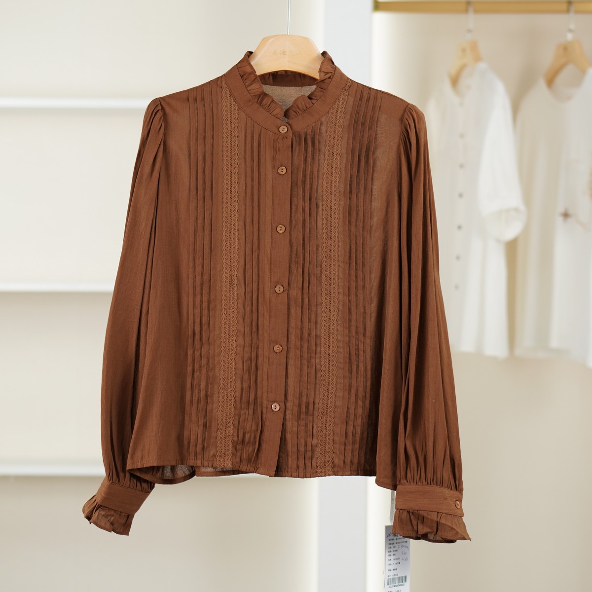 麦迪尚品【夕Y】5090931 复古轻薄长袖衬衫春季女装商场专柜正品