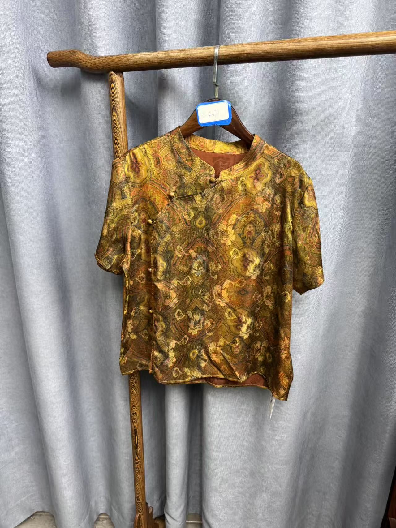 （瑕疵）夏季新款时尚简约新中式桑蚕丝奥黛提花上衣女L371