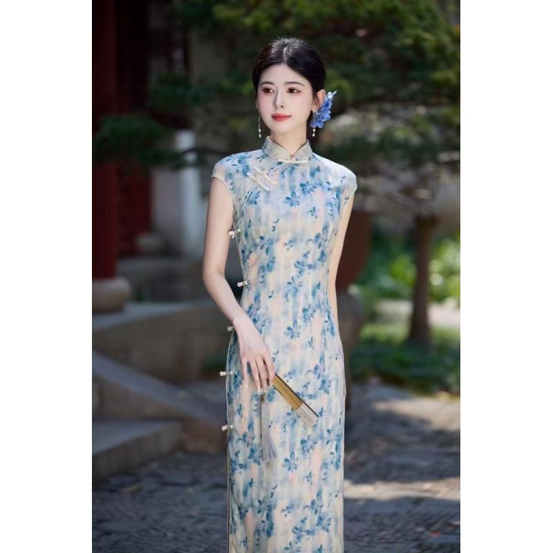 【繁星点点】中国风文艺无袖日常旗袍优雅立领显瘦中长款120衣长