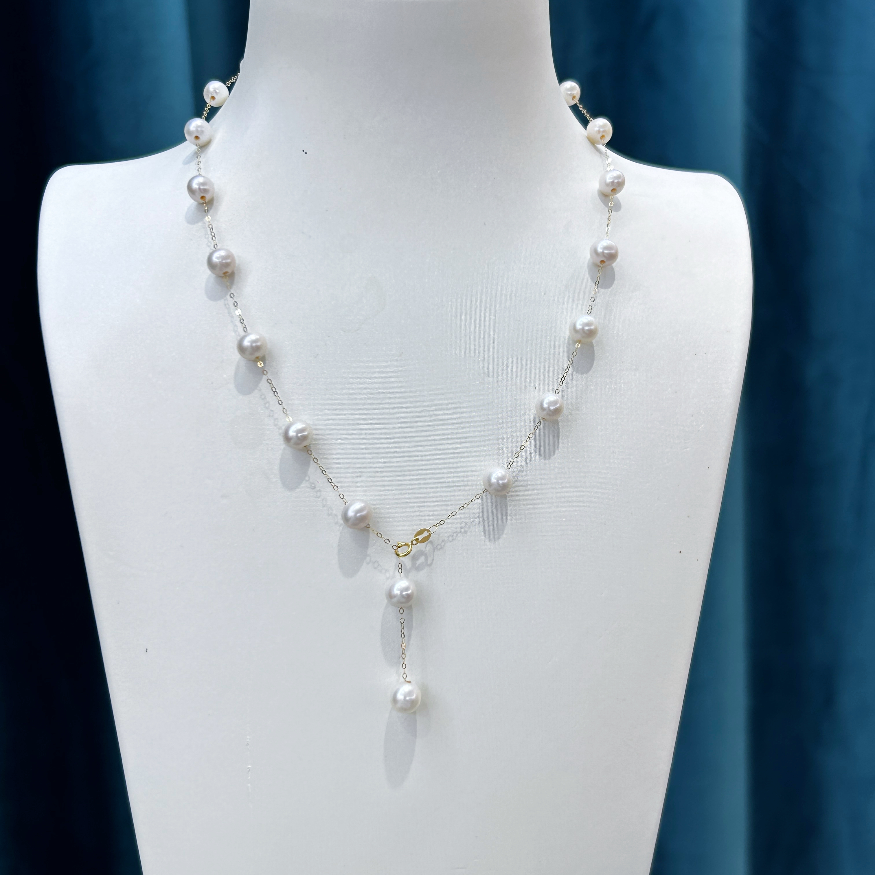 【田田推荐】淡水珍珠满天星项链 6-7mm 18K金 YB0071