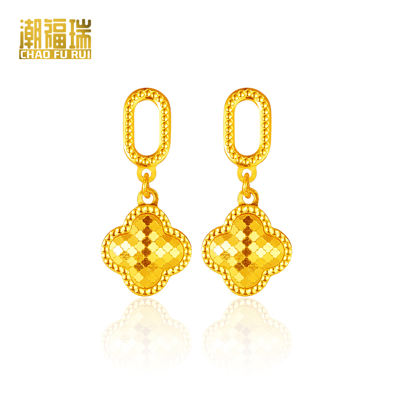 幸运草足金耳坠时尚爆闪耳坠送女友送老婆送礼物新款【计价】