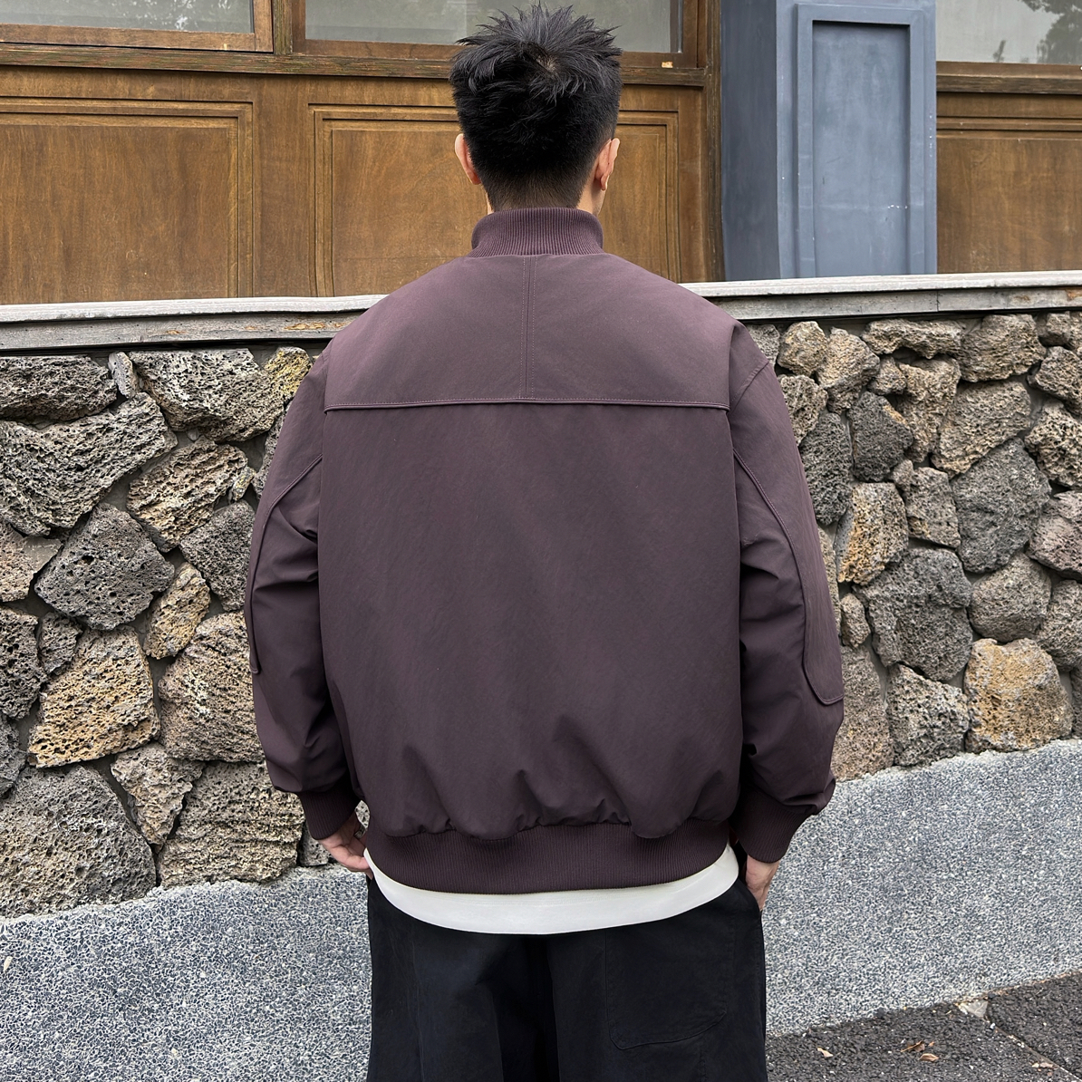 常规款棒球领短款收口袖翻领夹克日系潮流男装男士