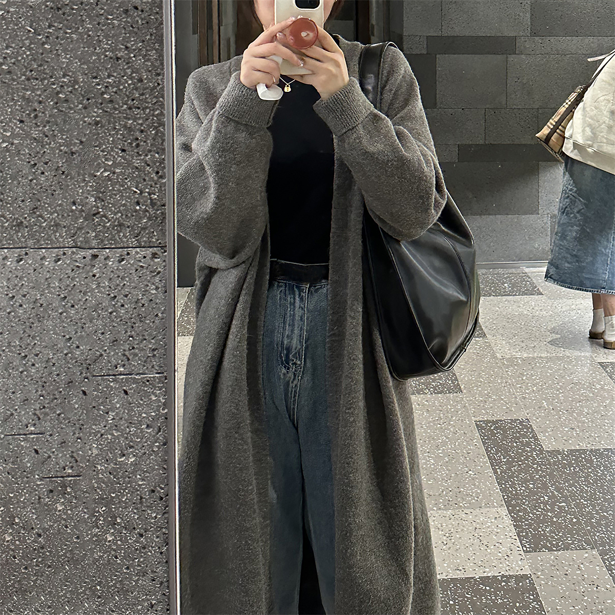 D1320 唐狮2025秋冬季女毛衣简约风时髦感中长款开衫外套百搭日常