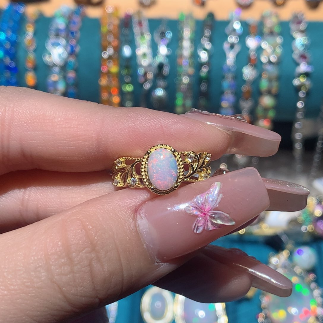 欧泊戒指银S925镶嵌福利