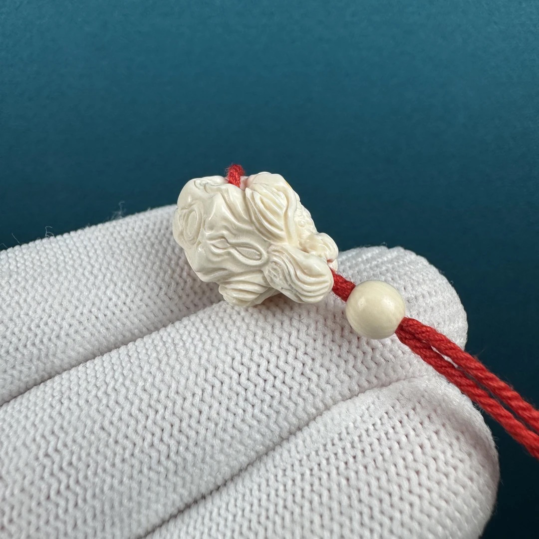 D88-22天然猛犸牙虎头三通约13.5*18.5mm支持鉴定假一罚十