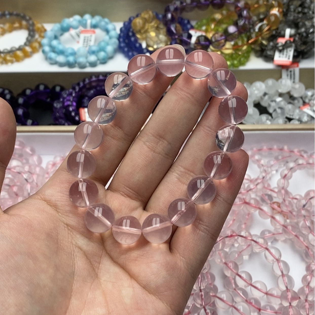 【闪购商品】芙蓉石手链未镶嵌安****莫粉星光粉