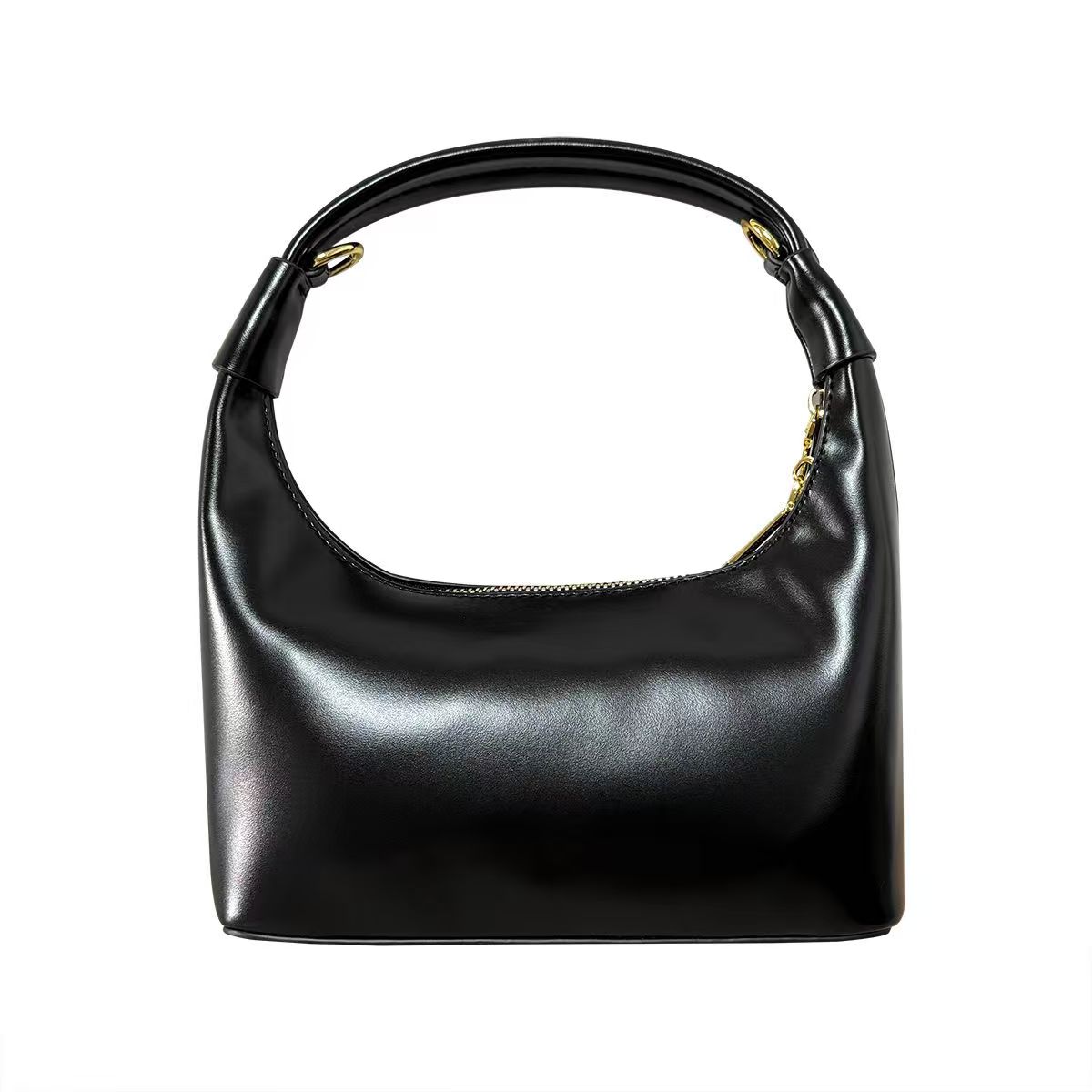 时尚百搭女士黑色小众腋下牛皮单肩HC021-黑