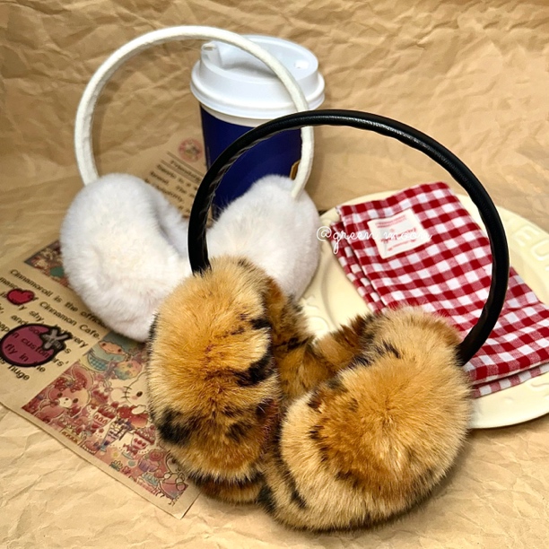 【捣梦系列】秋冬白色咖色毛绒护耳可爱兔毛少女感冬季耳包
