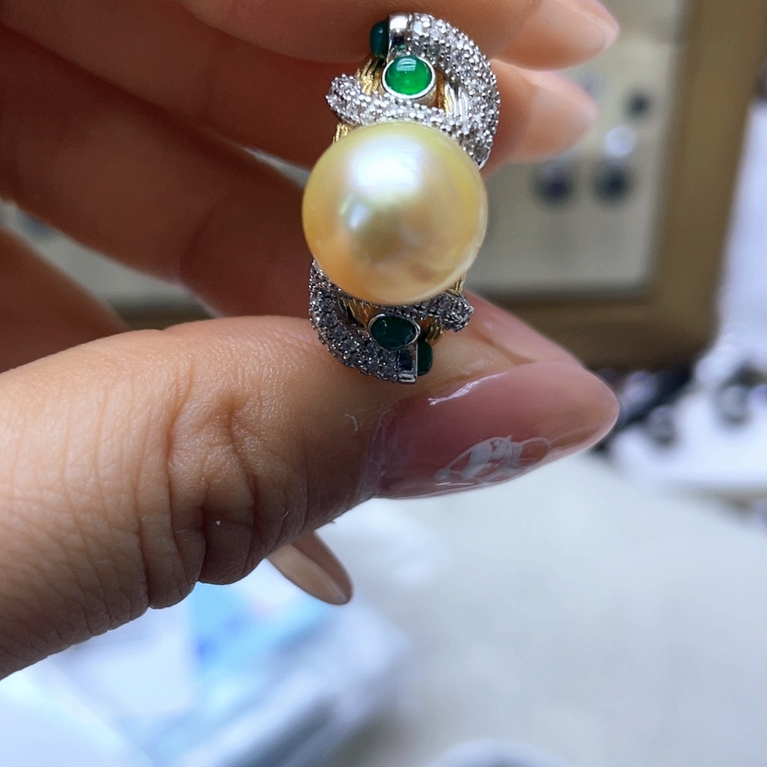 海水珍珠戒指银S925镶嵌