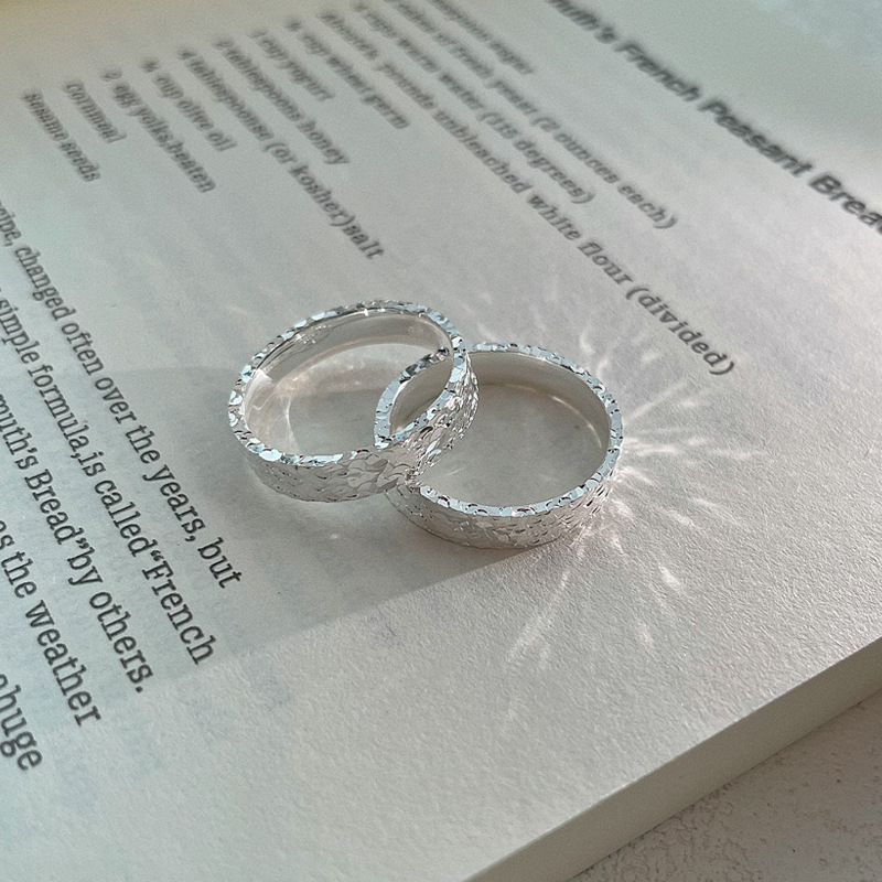 足银戒指 999足银碎冰冰戒指女小众设计轻奢高级感指环简约百搭闭