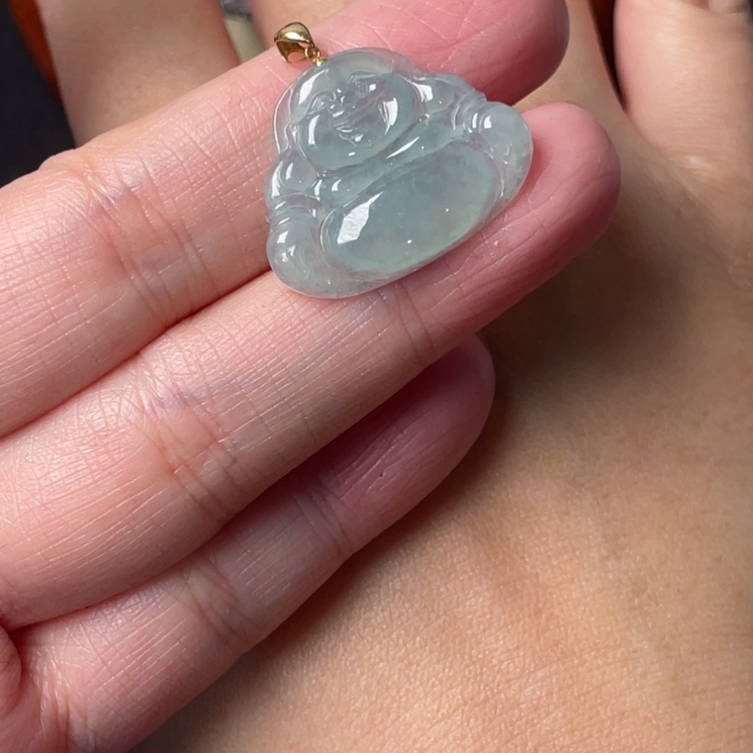 翡翠颈饰18K金镶嵌佛公