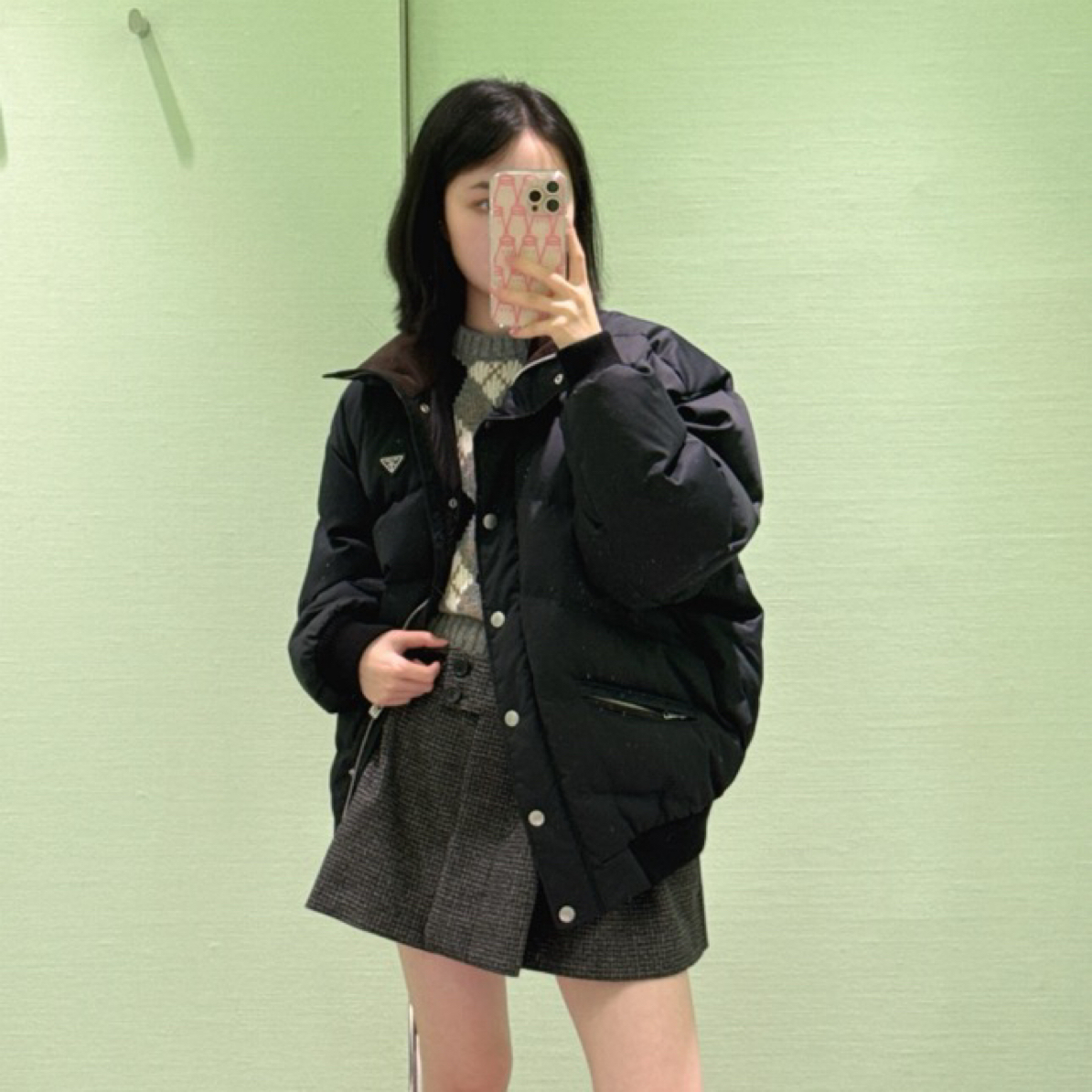 未使用 Prada/普拉达 SS25 金属三角形徽标长袖羽绒服 38码 04581