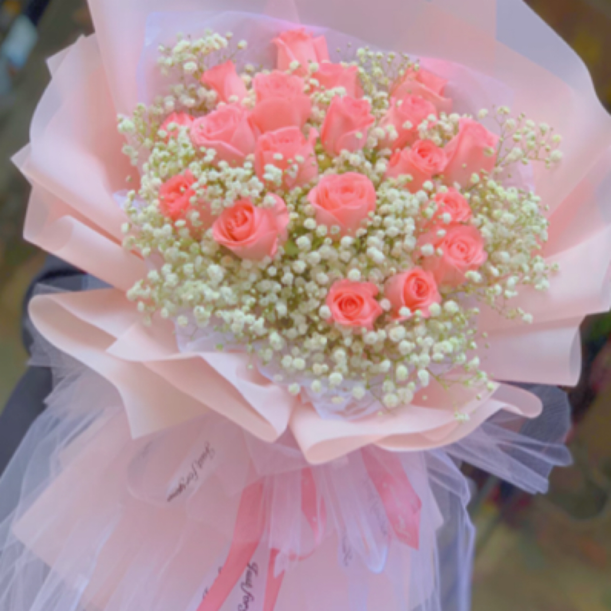 19朵粉玫瑰仙女花束