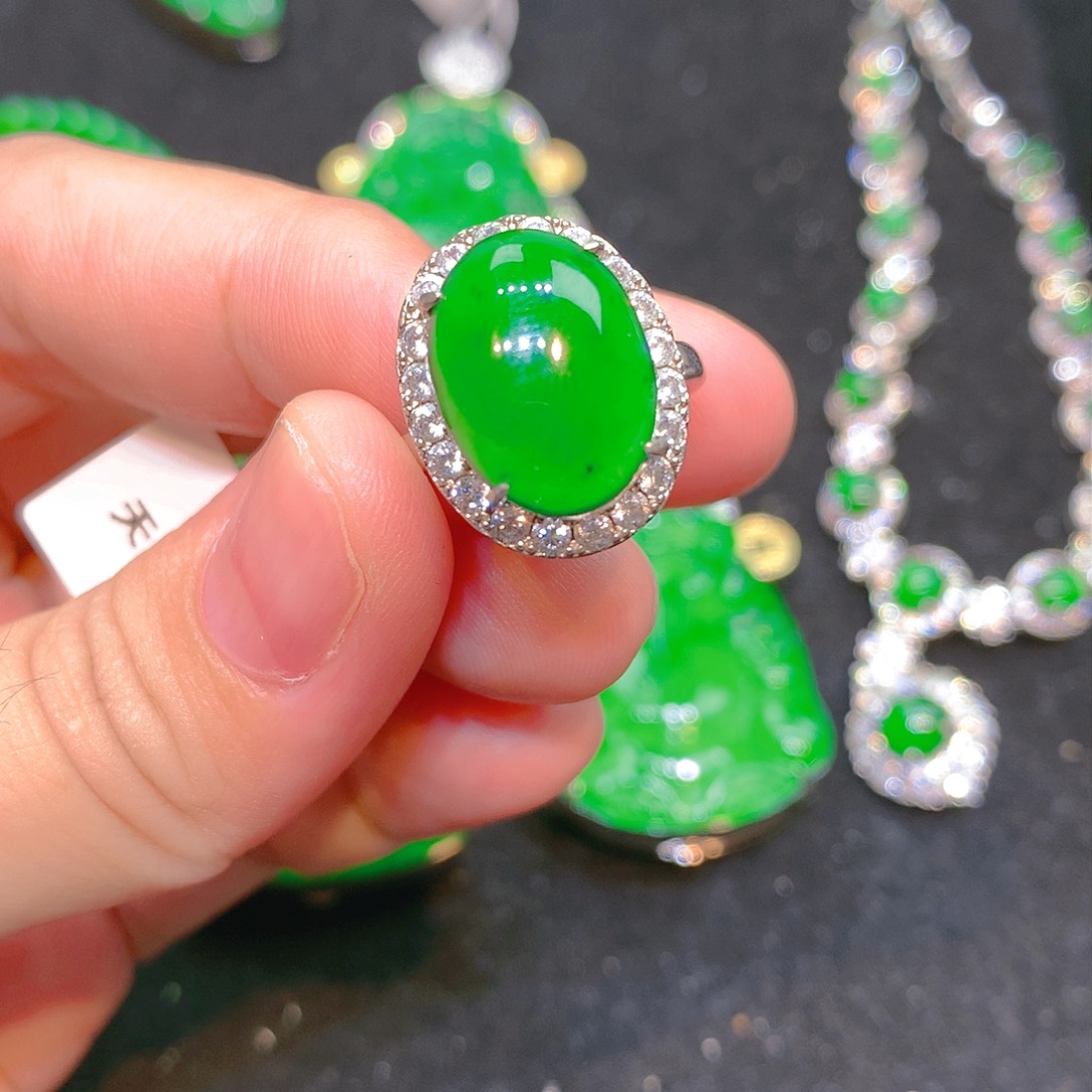 吊坠(不含链)银S925镶嵌翡翠翡翠