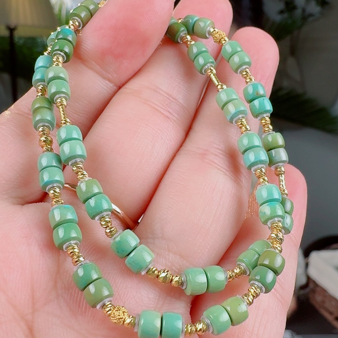 绿松石珠宝奇石18K金镶嵌