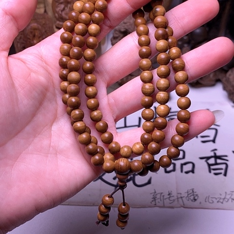 檀香木手串/手链老山檀香玉化老料0.6/108横纹满纹沉