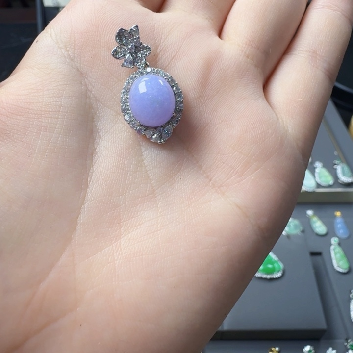 颈饰银S925镶嵌翡翠