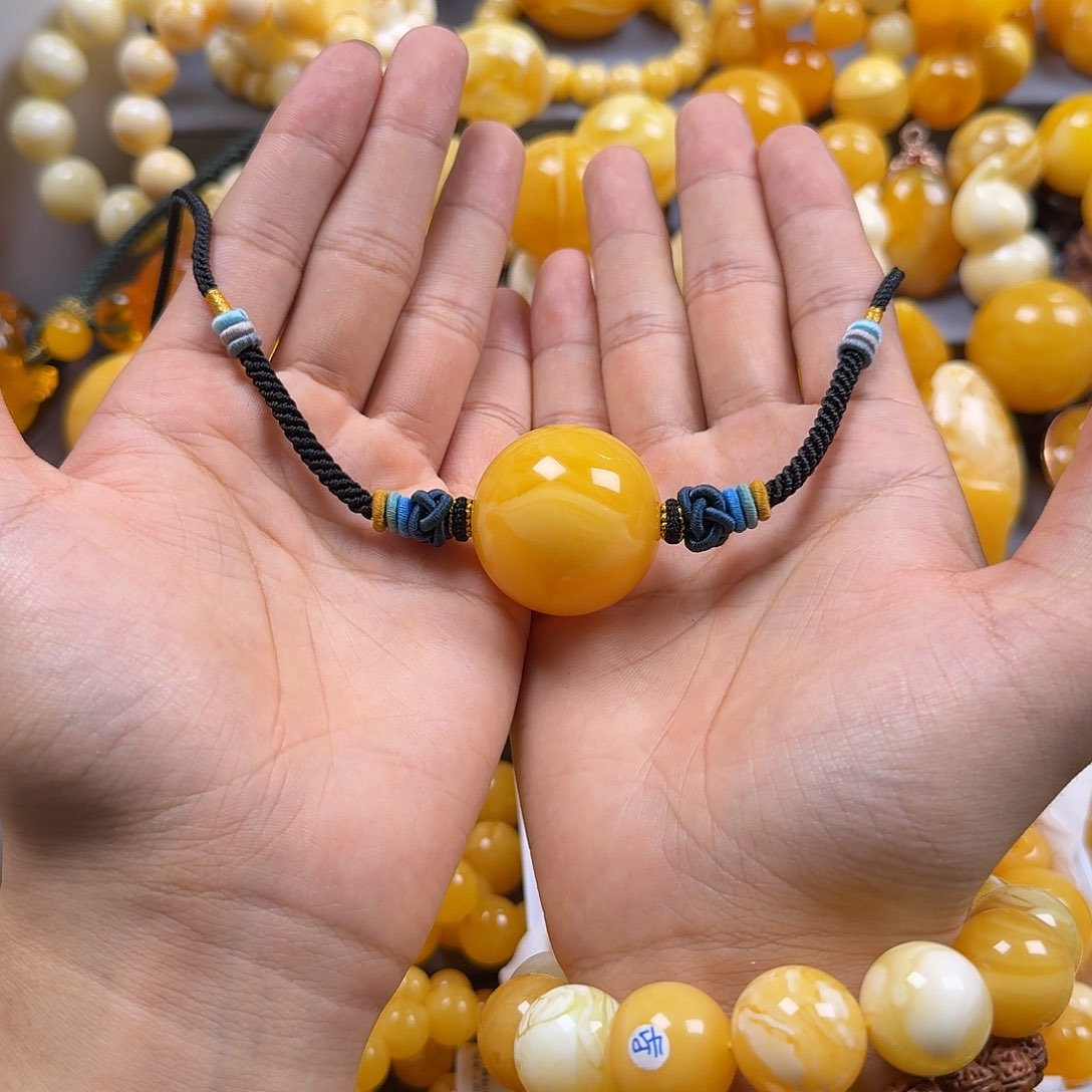 琥珀珠宝奇石未镶嵌锁骨33mm