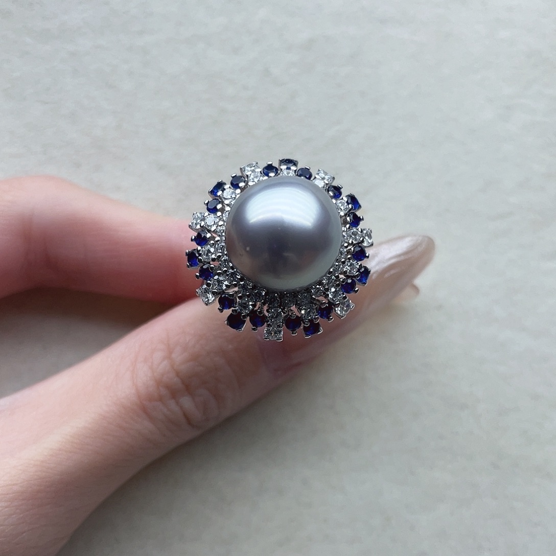 海水珍珠戒指28银S925镶嵌