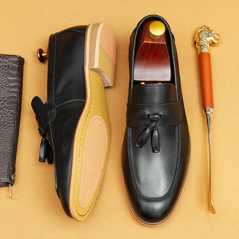 2025新款夏季爆款流苏乐福鞋亲肤脚感软底软面一脚蹬懒人休闲皮鞋