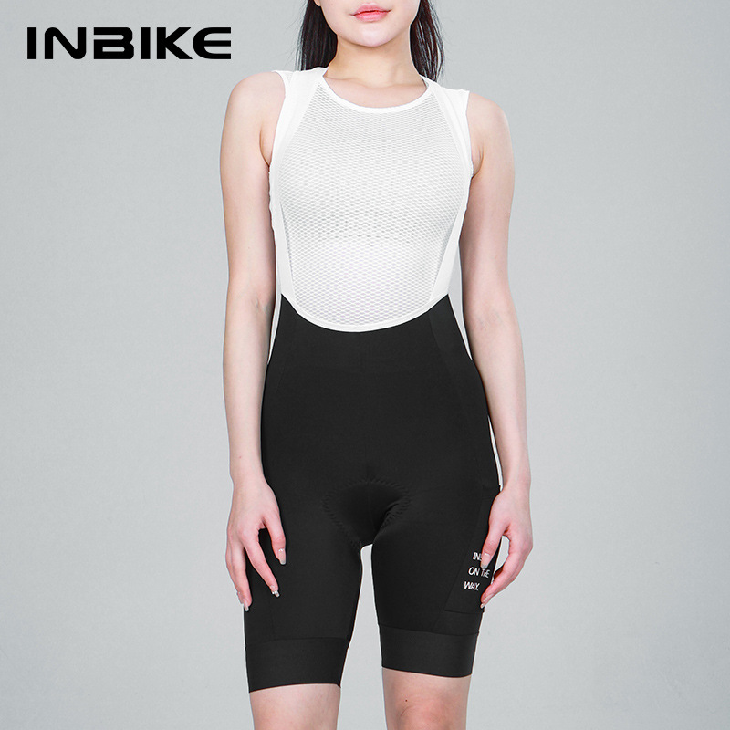 INBIKE骑行短裤女2024夏季新款高腰带口袋自行车公路山地车背带裤