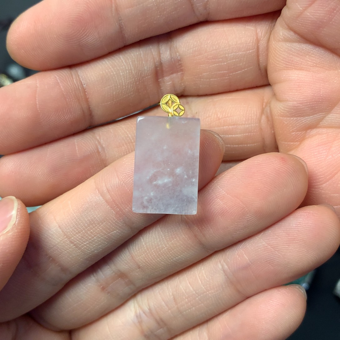 翡翠吊坠(不含链)18K金镶嵌