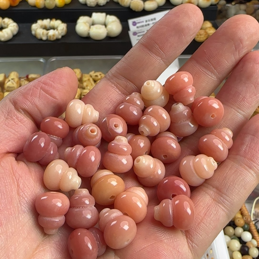 手串菩提根/象牙果瑕卡14粉色葫芦50颗