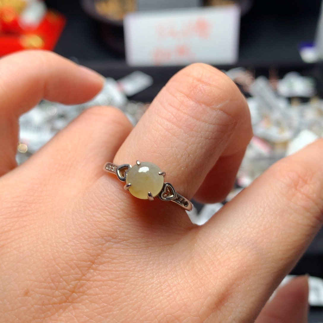 翡翠戒指银S925镶嵌戒指