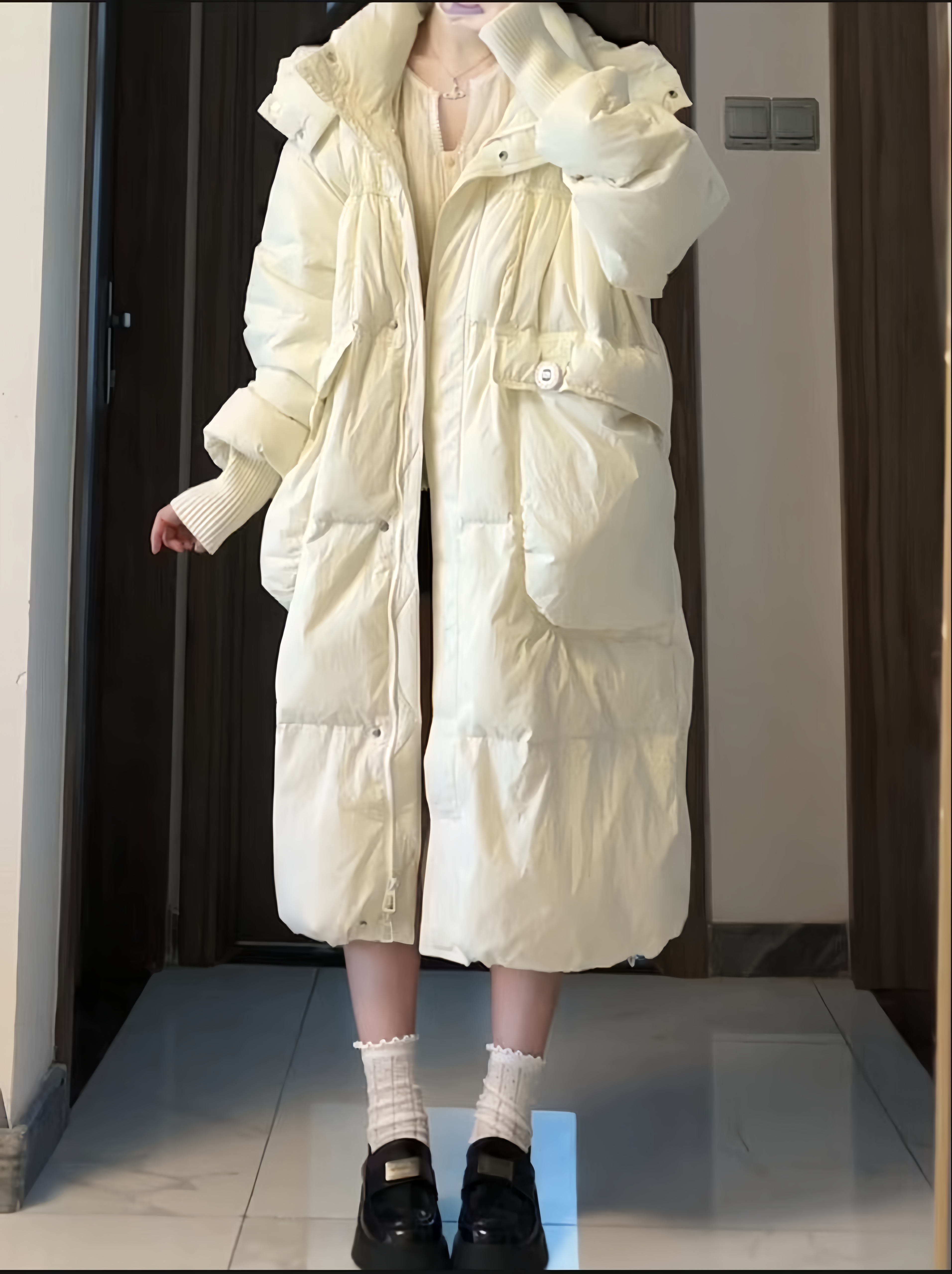 白鸭绒＋可收腰小雪球羽绒服时尚休闲女士年底微胖女生体面穿搭