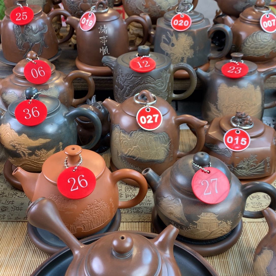 水**深坭兴陶手工刻绘侧把壶刻字