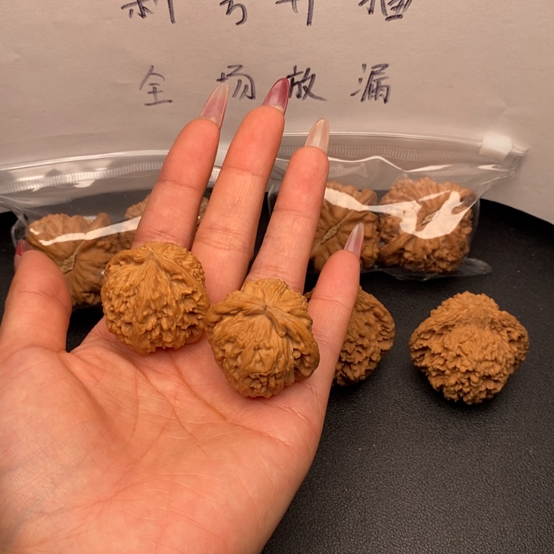 狗***子文玩核桃把件白狮子一只尖黄