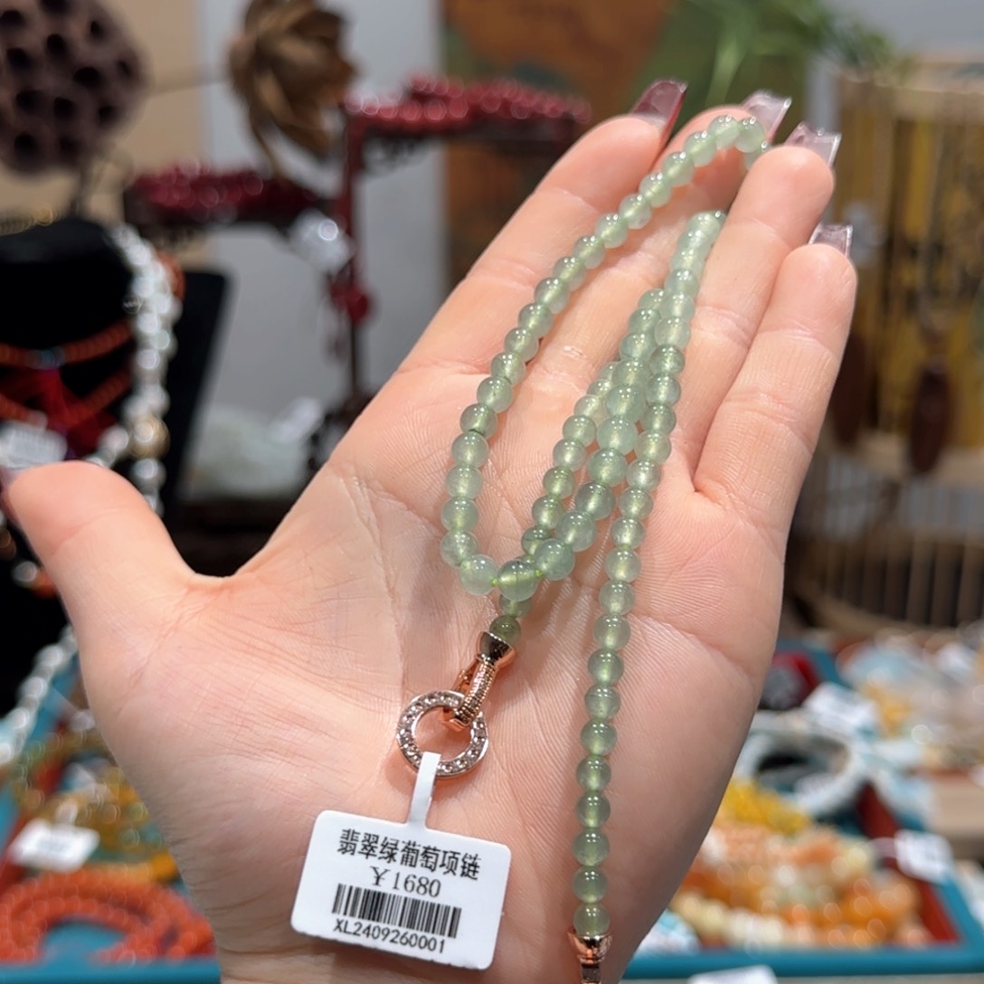 翡翠项链银S925镶嵌项链4.5