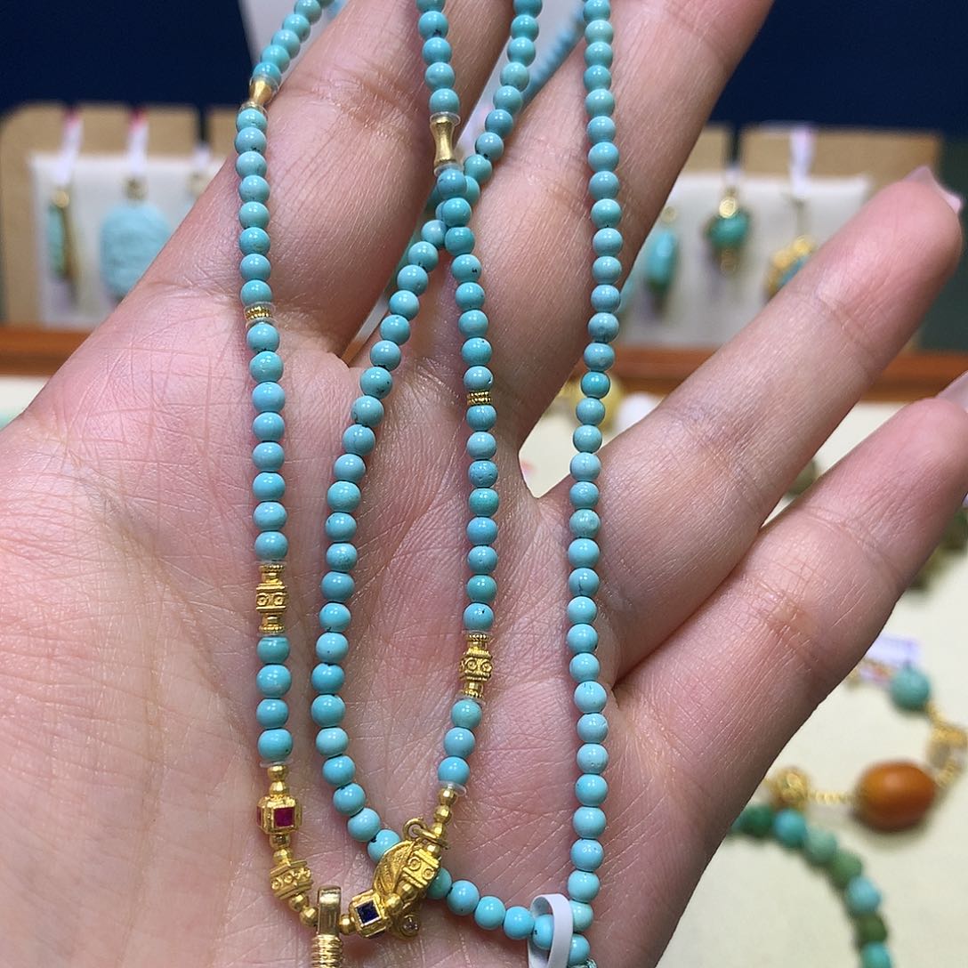 绿松石18K金镶嵌项链