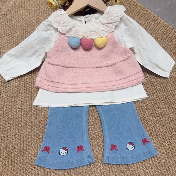 秋季新款女宝kitty牛仔裤