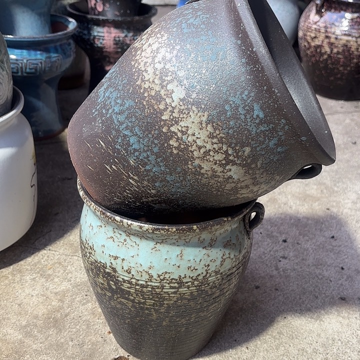 紫砂茶碗复古两个色口径19高度21