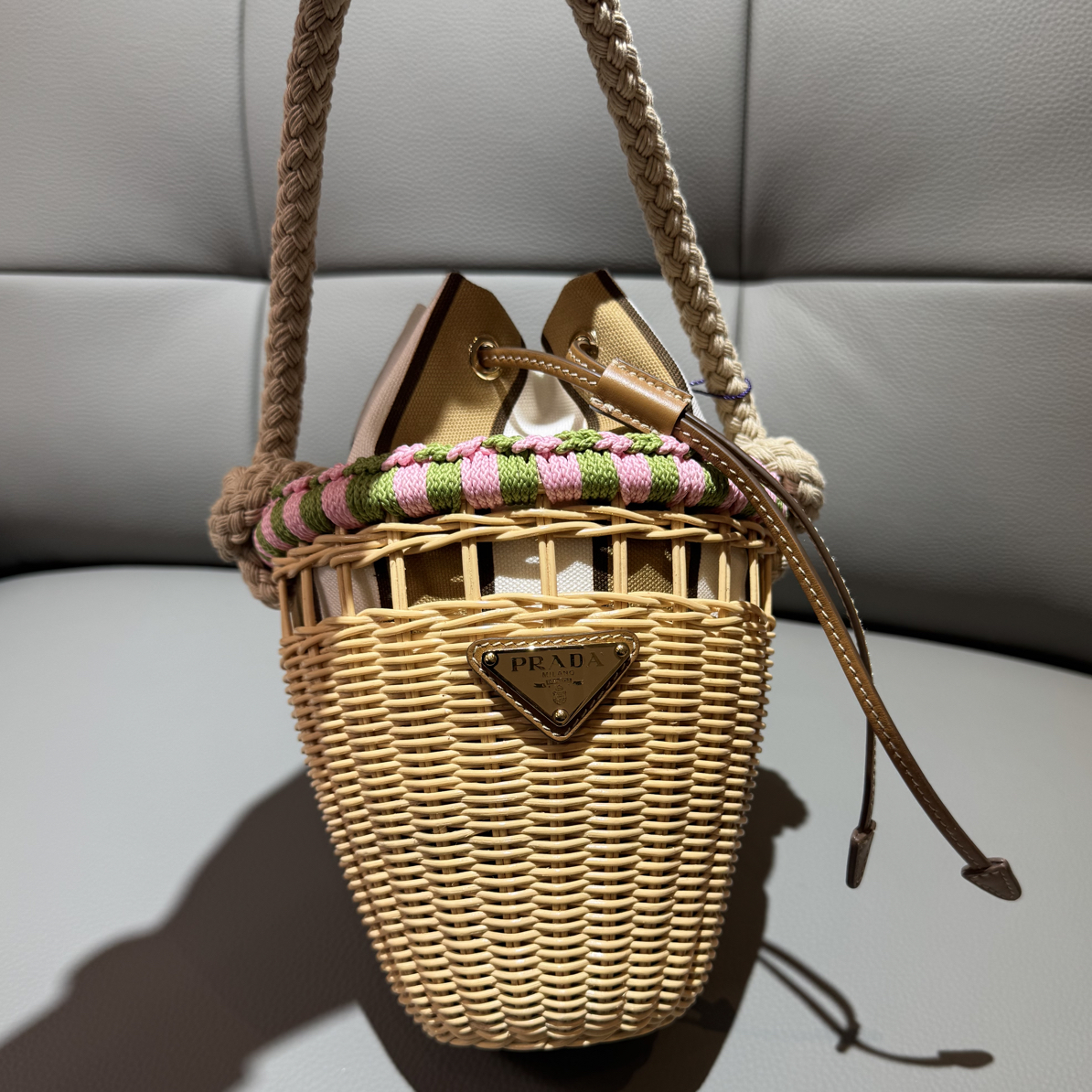 未使用 Prada/普拉达 普拉达超美编织手提花蓝包