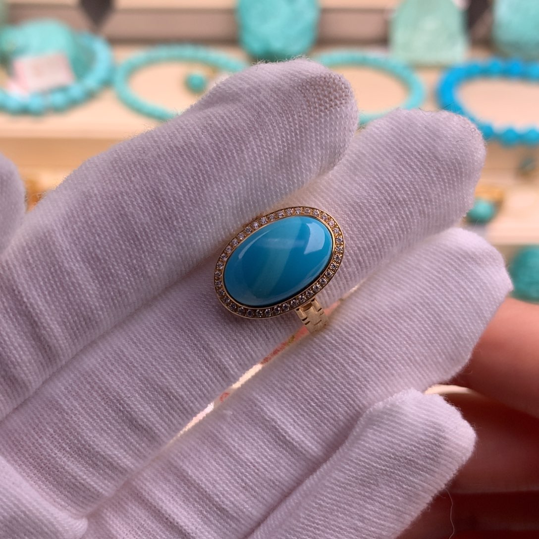 绿松石珠宝奇石18K金镶嵌