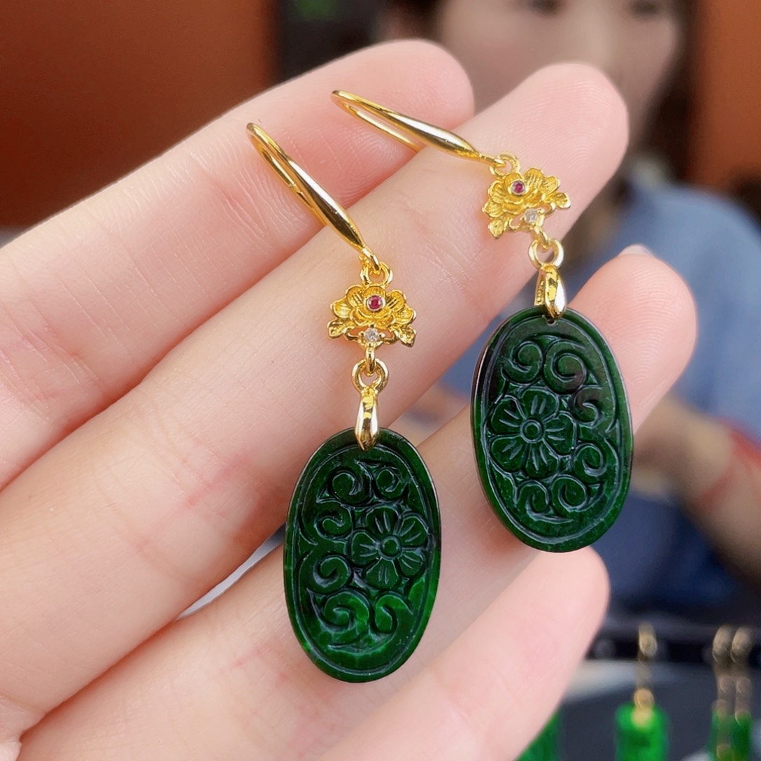 翡翠未镶嵌耳饰饰品