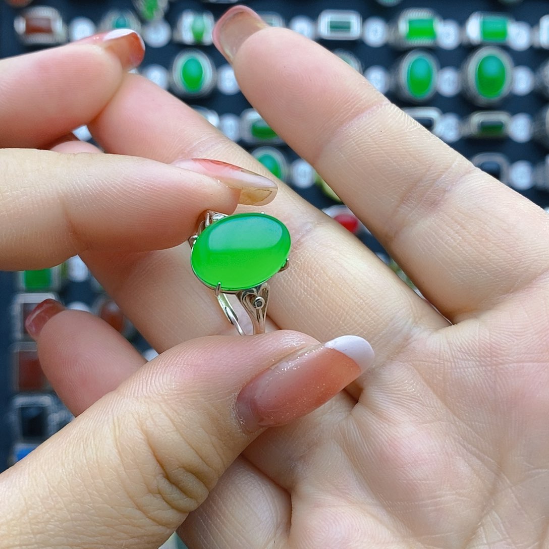 玛瑙/玉髓戒指银S925镶嵌开*果